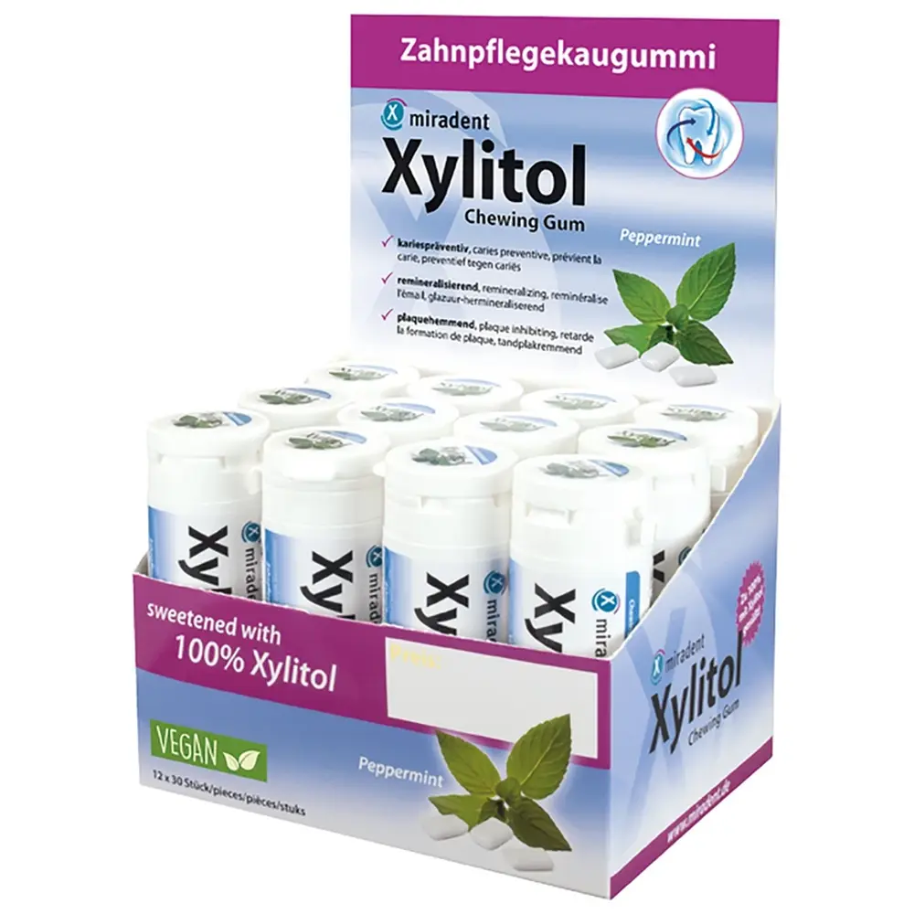 Hager & Werken Xylitol Chewing Gum - Display 12 x 30 Stück Pfefferminz