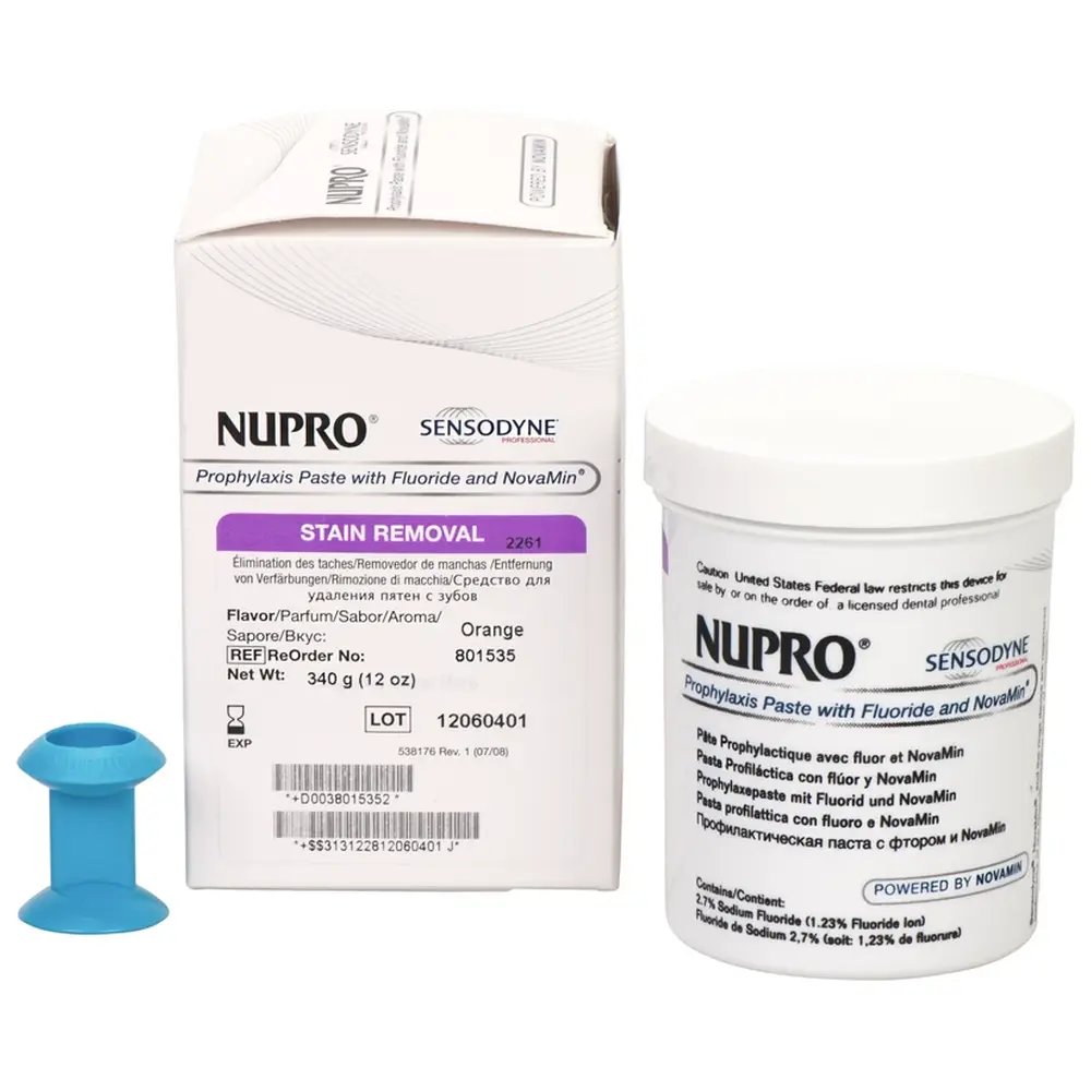 Dentsply Sirona NUPRO® mit NovaMin® - Packung 340 g Reinigungspaste mit Fluorid, Prophy Grip, Orange