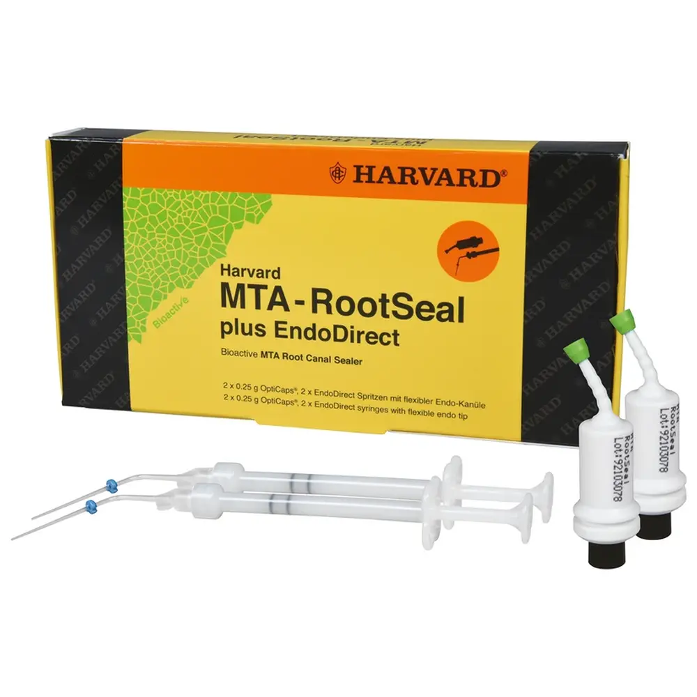 Harvard Dental International Harvard MTA-RootSeal - Packung 2 x 0,25 g OptiCaps, 2 x EndoDirect Spritze mit flexibler Endo-Kanüle