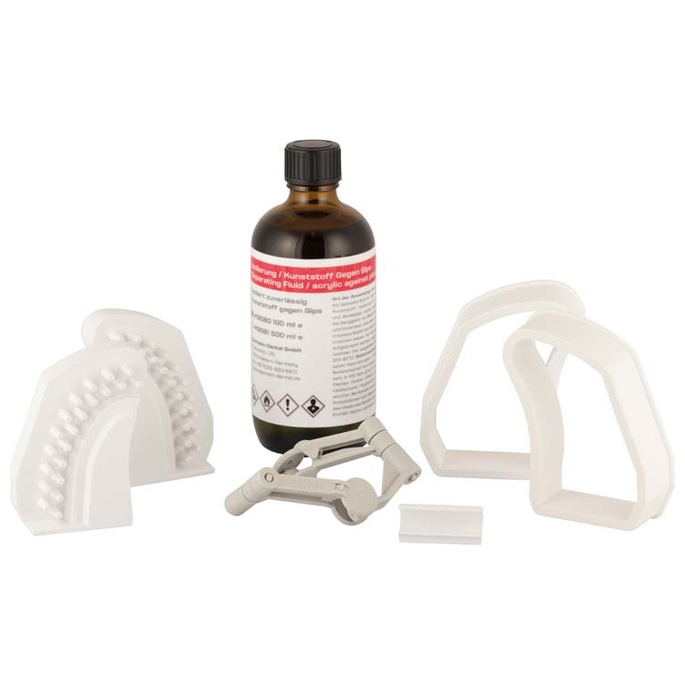 Baumann Dental Quadra Base® - Set 20 Modellbasen, 4 Manschetten, 10 Einweg-Artikulatoren, 1 Modelladapter