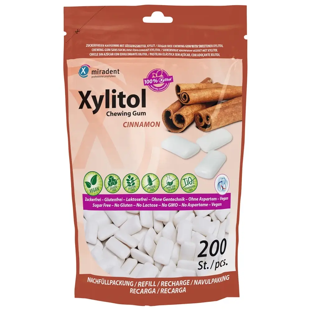 Hager & Werken Xylitol Chewing Gum - Refill Packung 200 Stück Zimt