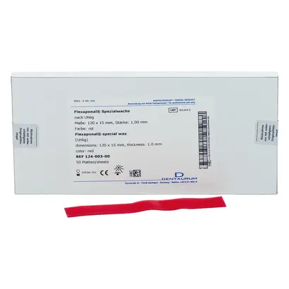 Dentaurum GmbH & Co. KG Flexaponalwachs rot 120x15mm S1,0mm Pa 50