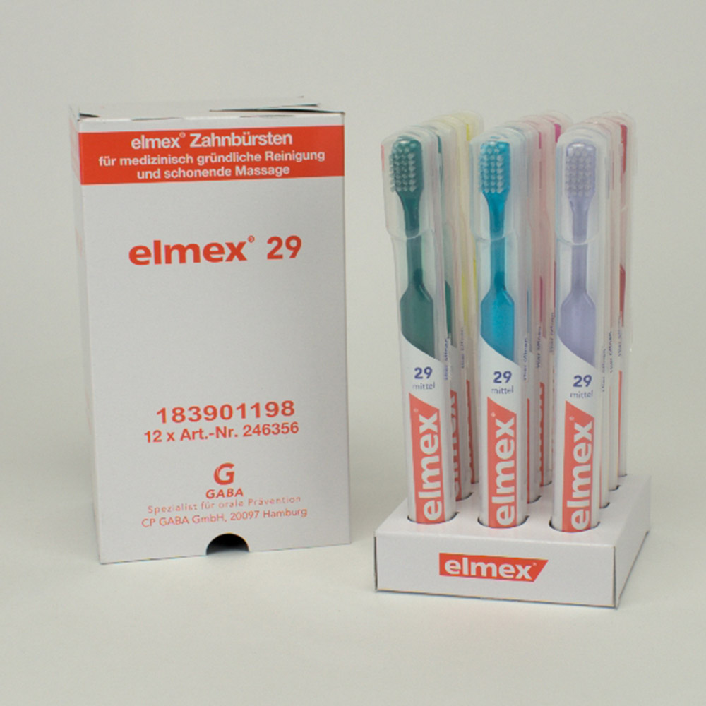 GX219561_Elmex_Zahnbuerste_29_Koecher_mittel_12St Elmex Zahnbürste 29 Köcher mittel 12St