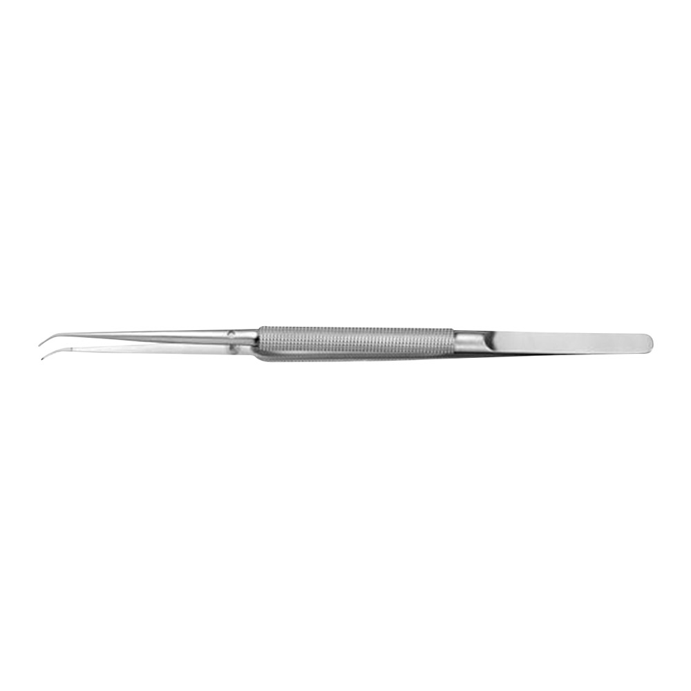 Pinzette Mikro 0,8 gebogen Rundgriff St