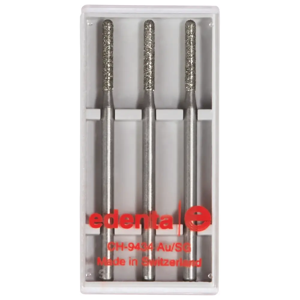 Edenta Diamanten 842R - Packung 3 Stück Standard, HP, Figur 143, Zylinder rund, 12 mm, ISO 018
