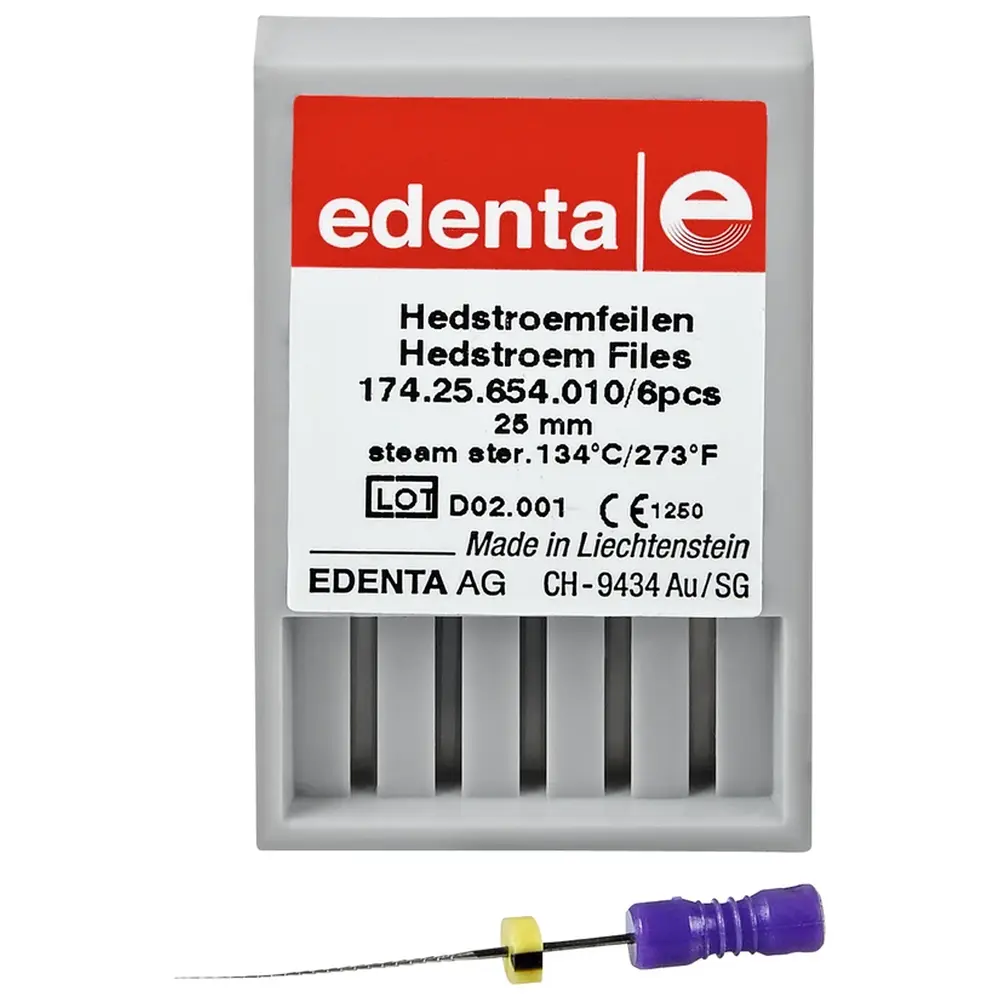122742_Hedstroemfeilen_174__Packung_6_Stueck_lila_25_mm_ISO_010 Edenta Hedströmfeilen 174 - Packung 6 Stück lila, 25 mm ISO 010