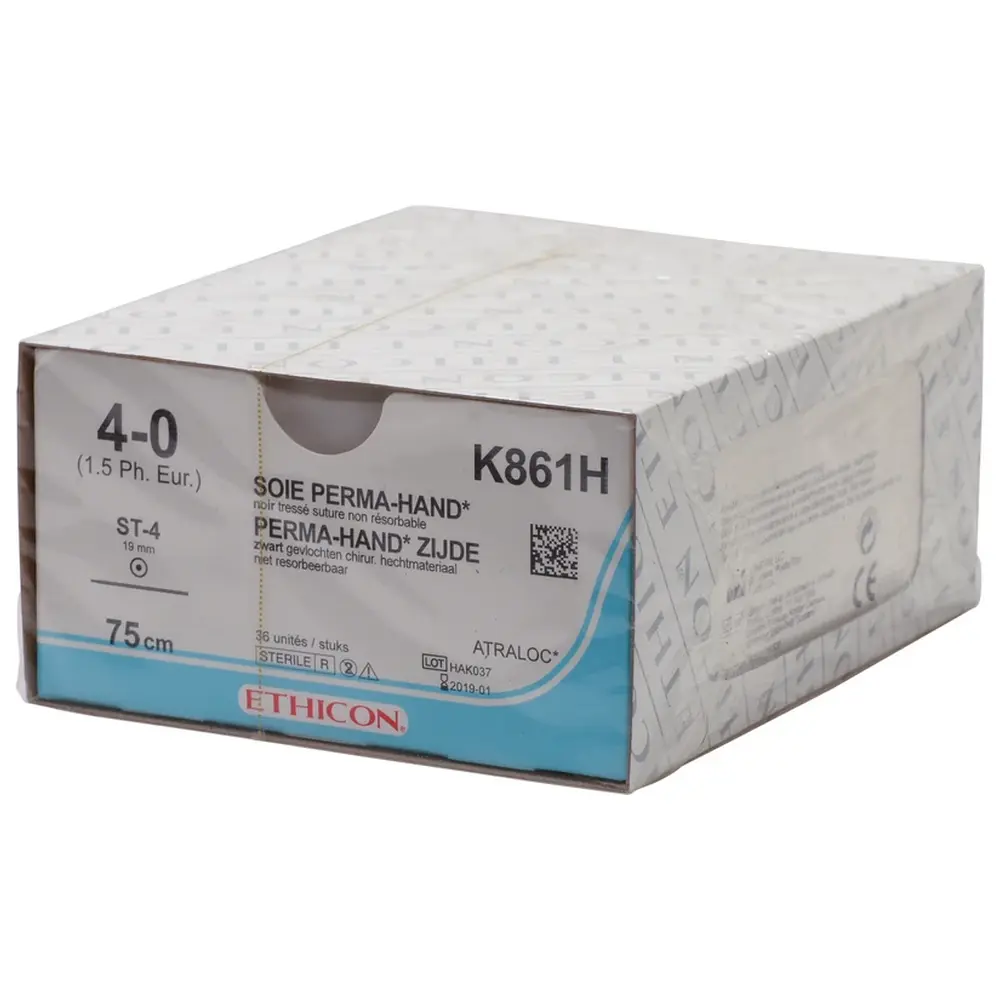 ETHICON Johnson & Johnson MEDICAL PERMA-HAND SEIDE - Packung 36 Stück schwarz, 75 cm, ST4, USP 4-0, Stärke 1,5