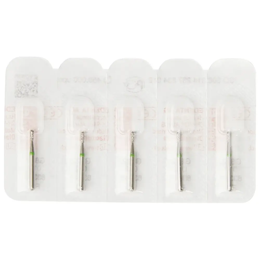 Edenta Diamanten 822 - Packung 5 Stück grün grob, FG, Figur 237 Birne, 3 mm, ISO 012