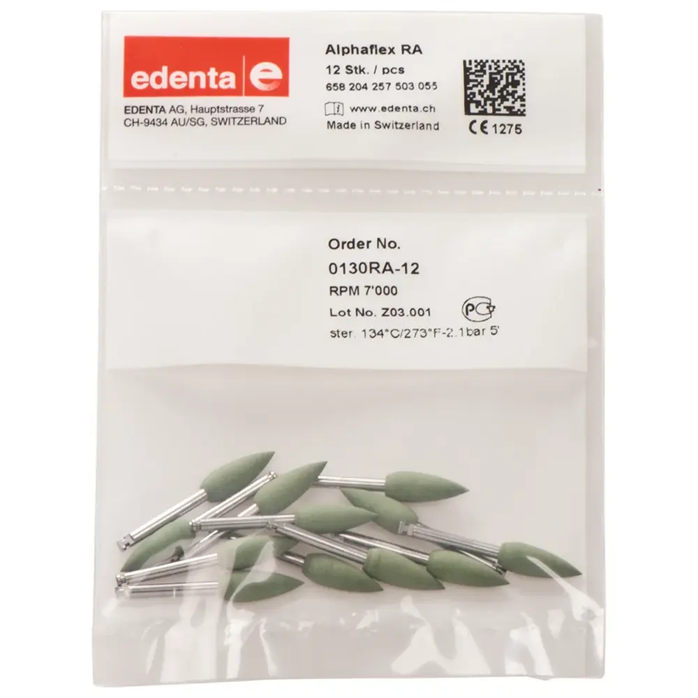 Edenta Alphaflex - Packung 12 Stück grün, RA, Figur 257, 14 mm, ISO 055