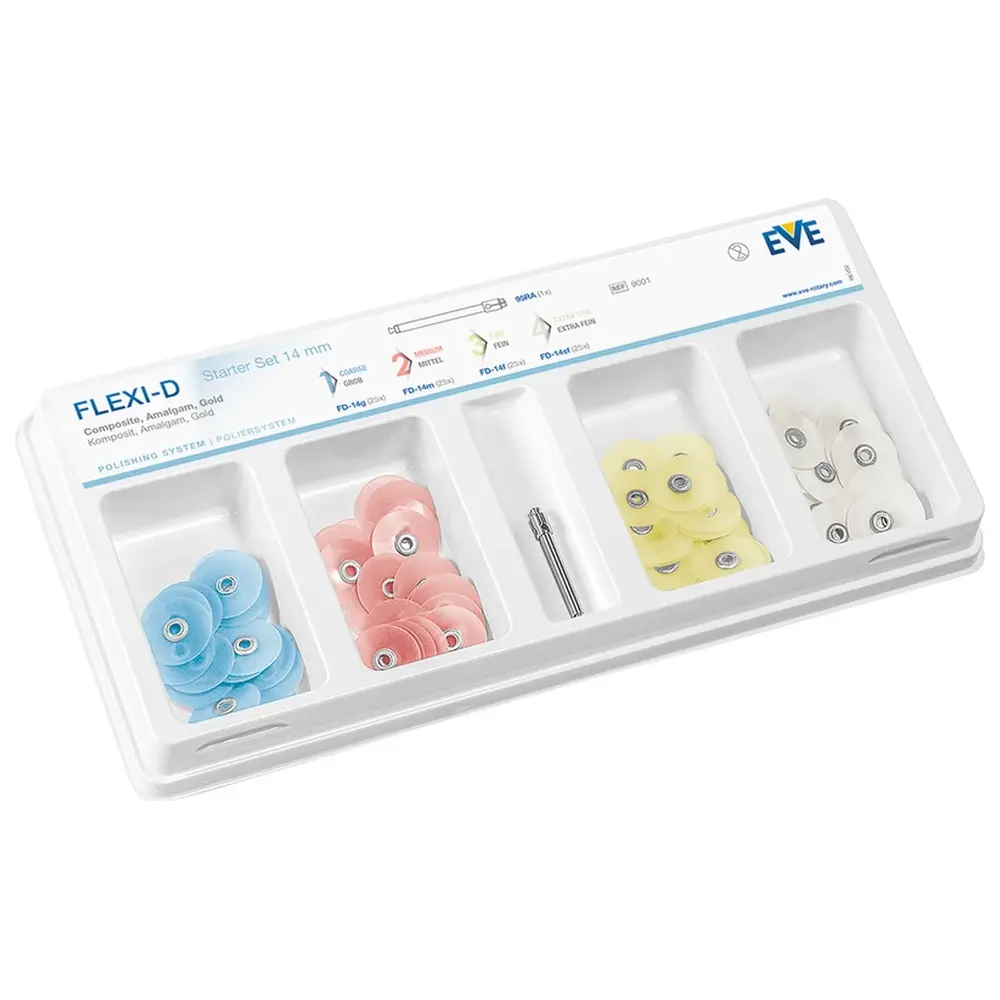 EVE Ernst Vetter EVE FLEXI - D - Starterkit 100 Stück unm. (25 x blau, 25 x rosa, 25 x gelb, 25 x weiß), 14 mm, 1 Mandrell 95RA