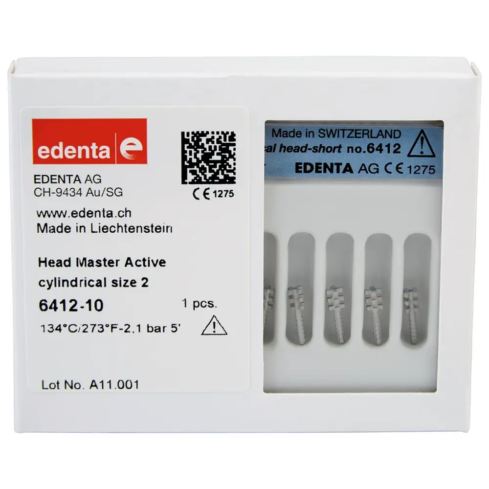 Edenta HeadMaster zylindrisch, aktiv - Packung 10 Titangewindestifte Gr. 2, kurz