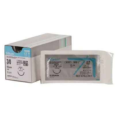 B. Braun Surgical S.A. SILKAM schwarz HS21 3/0 45cm 2 Pa 12