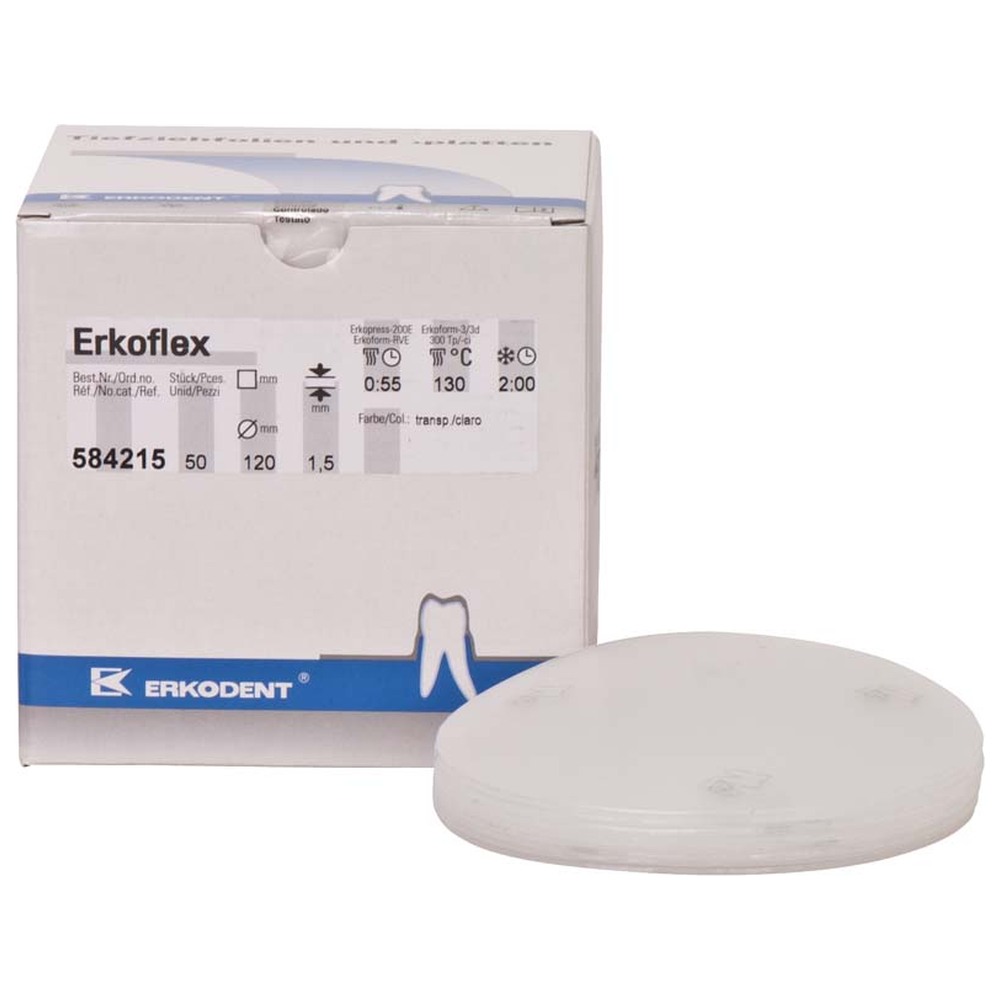 ERKODENT Erkoflex transparent - Packung 50 Stück transparent, Ø 120 mm, Stärke 1,5 mm