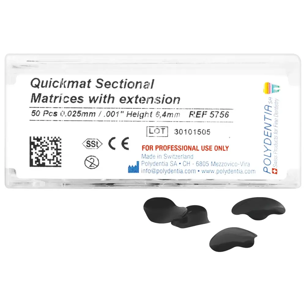 Polydentia SA Quickmat DELUXE - Nachfüllpackung 50 Teilmatrizen Stärke 0,025 mm, bombiert, mit Ausdehnung, Molar