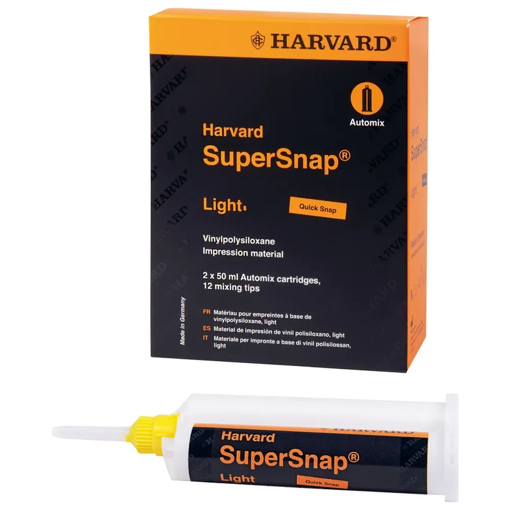 Harvard Dental International Harvard SuperSnap® - Packung 2 x 50 ml Doppelkartusche Quick Light orange, 12 Mischkanülen