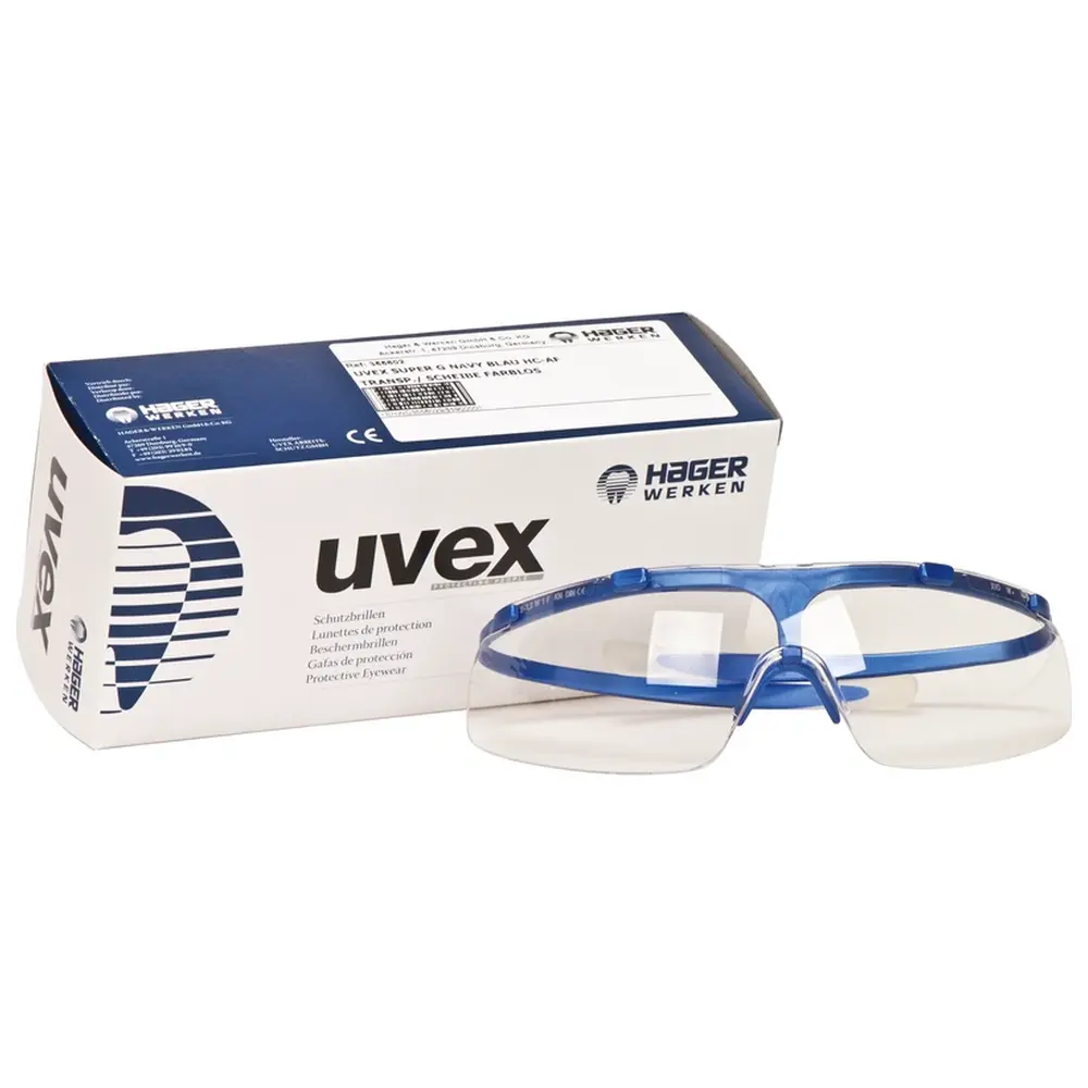 Hager & Werken Hager iSpec® Super Lite Fit - Stück Fassung blau, Scheibe farblos, UV-Bereich 2-1,2