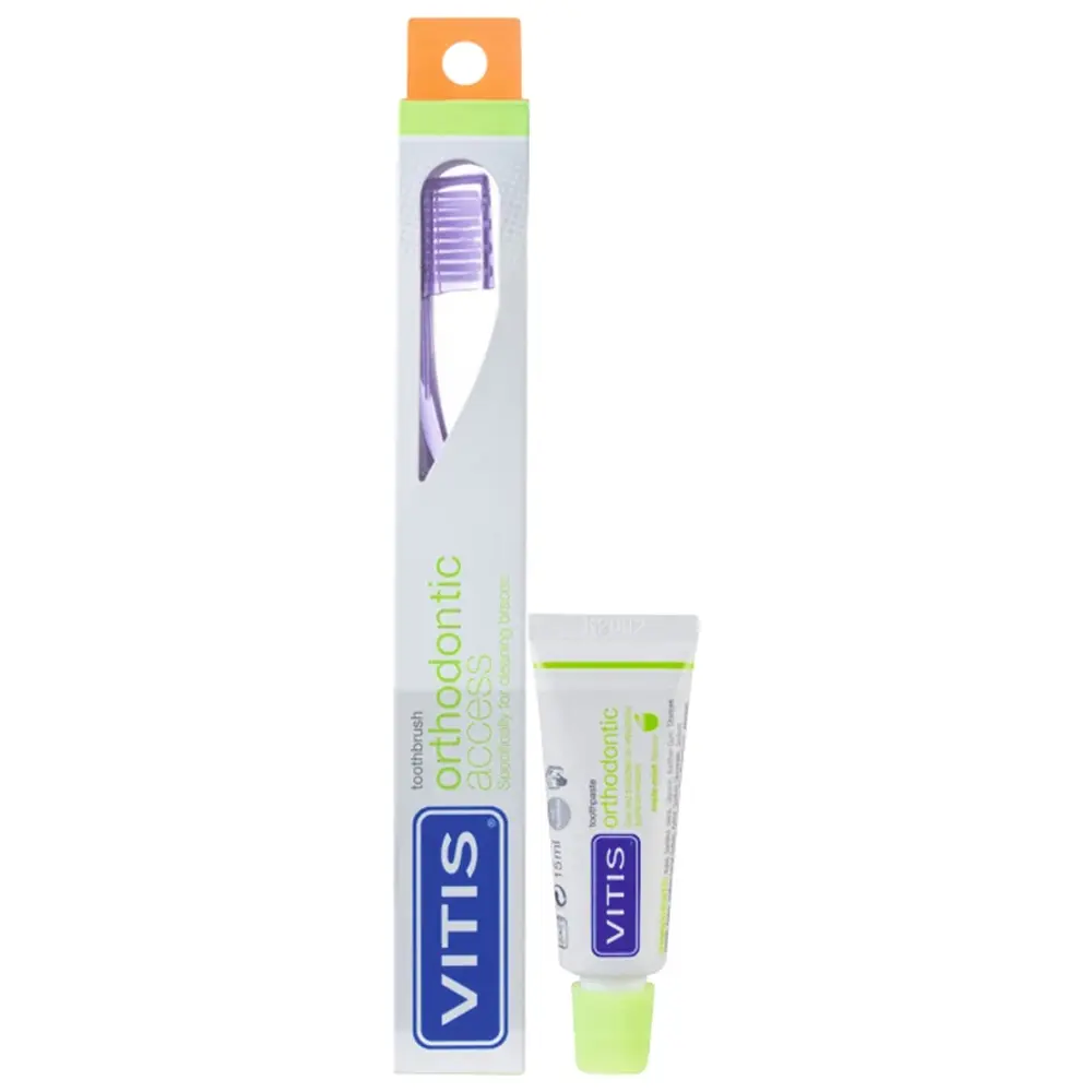 DENTAID VITIS® orthodontic access Zahnbürste Box - Set 1 Zahnbürste, 15 ml Zahnpasta