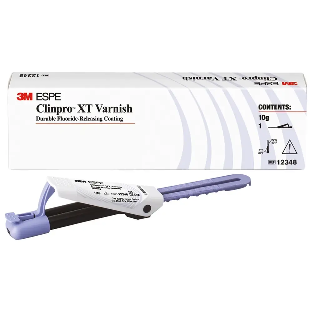 Solventum Dental Solutions Clinpro™ XT Varnish - Packung 10 g Clicker Dispenser, 1 Anmischblock