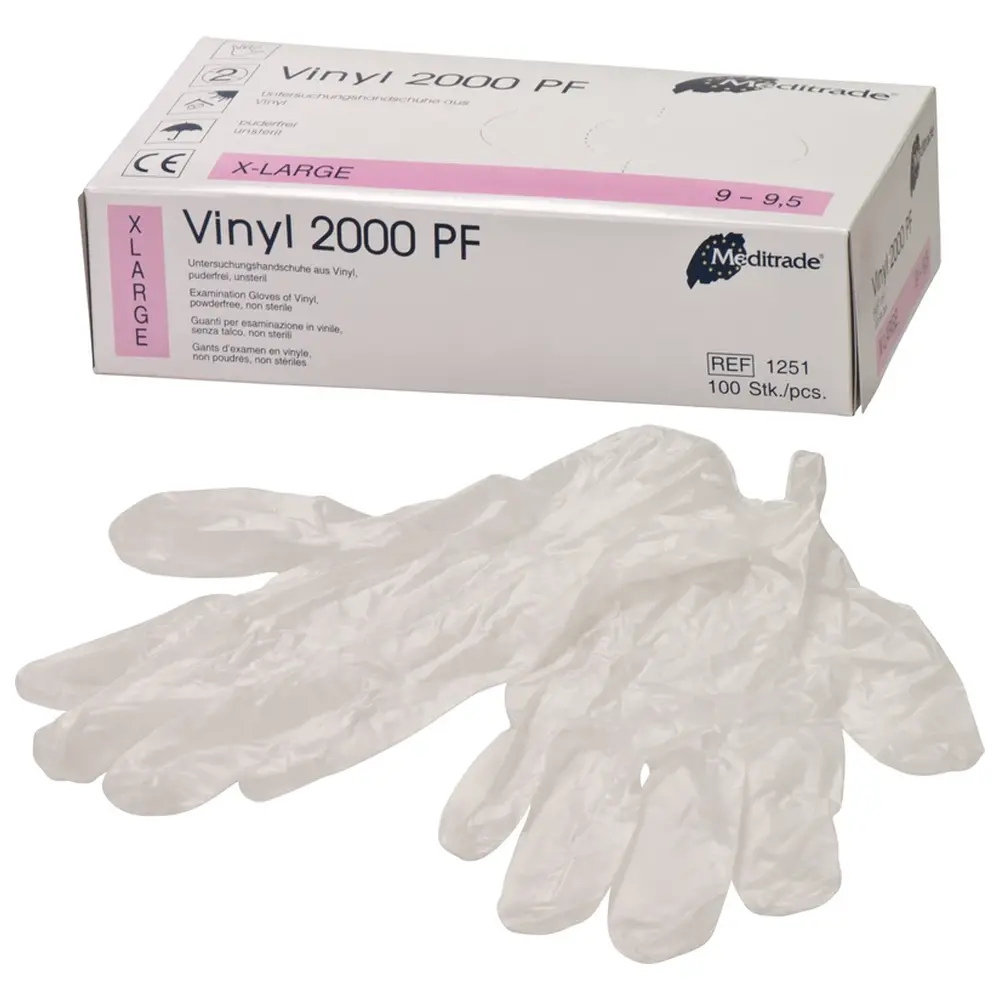 Meditrade Vinyl 2000 PF - Packung 100 Stück puderfrei, weiß, XL