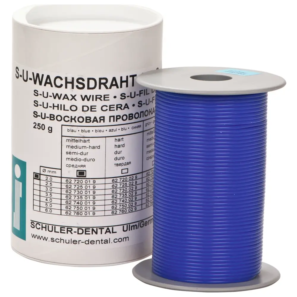 SCHULER-DENTAL S-U-WACHSDRAHT - Rolle 250 g blau, Ø 2 mm, mittel hart