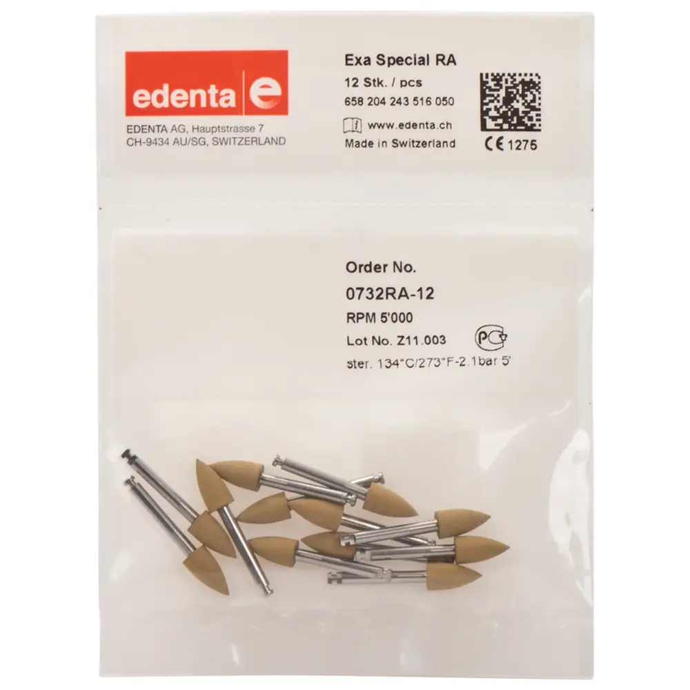 Edenta Exa Special - Packung 12 Stück gelb, RA, Figur 243, 10 mm, ISO 050