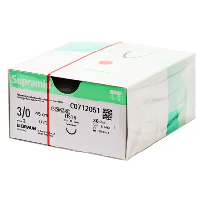 B. Braun Surgical S.A. SUPRAMID schwarz HS-15 3/0 45cm 2 Pa 36