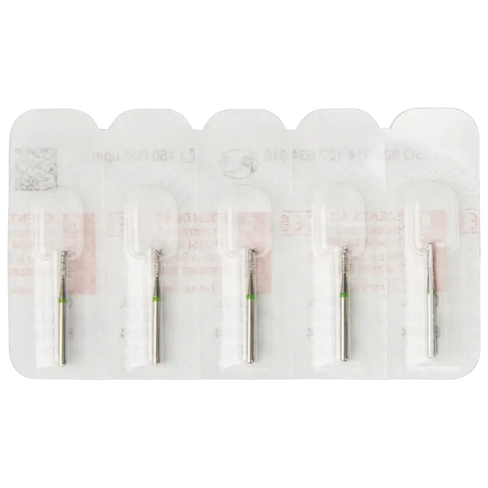 Edenta Diamanten 835 - Packung 5 Stück grün grob, FG, Figur 107 Zylinder flach, 4 mm, ISO 010