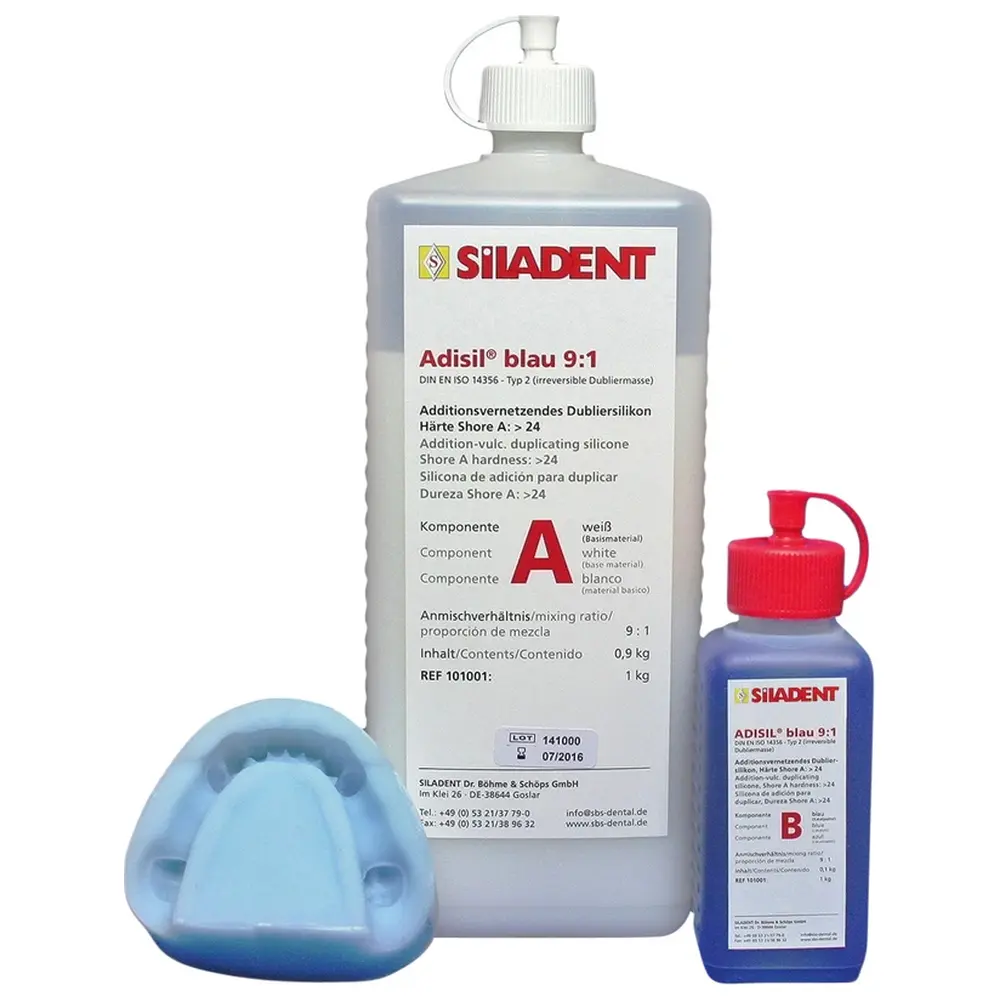 SILADENT Adisil® blau - Packung 0,9 kg Flasche A, 0,1 kg Flasche B SILADENT Adisil® blau - Packung 0,9 kg Flasche A, 0,1 kg Flasche B
