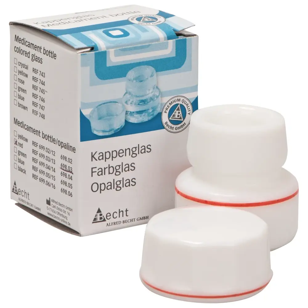 Becht Kappengläser aus Simplex-Opalglas - Stück mit rotem Ring