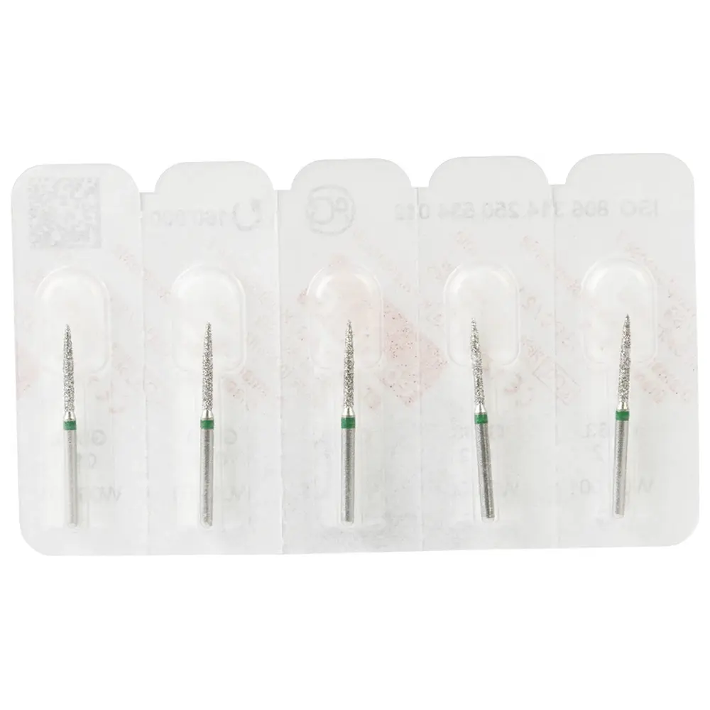 Edenta Diamanten 863 - Packung 5 Stück grün grob, FG, Figur 250 Flamme, 10 mm, ISO 012