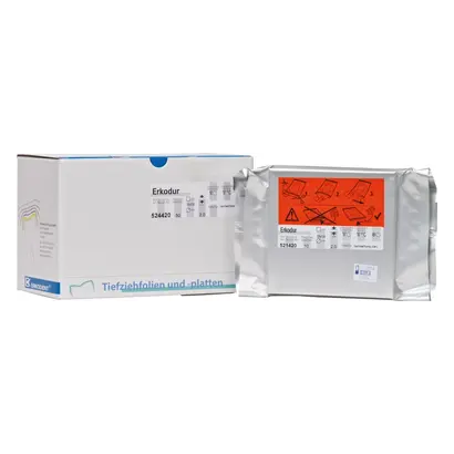ERKODENT Erkodur - Packung 50 Stück klar, 125 mm x 125 mm, Stärke 2 mm