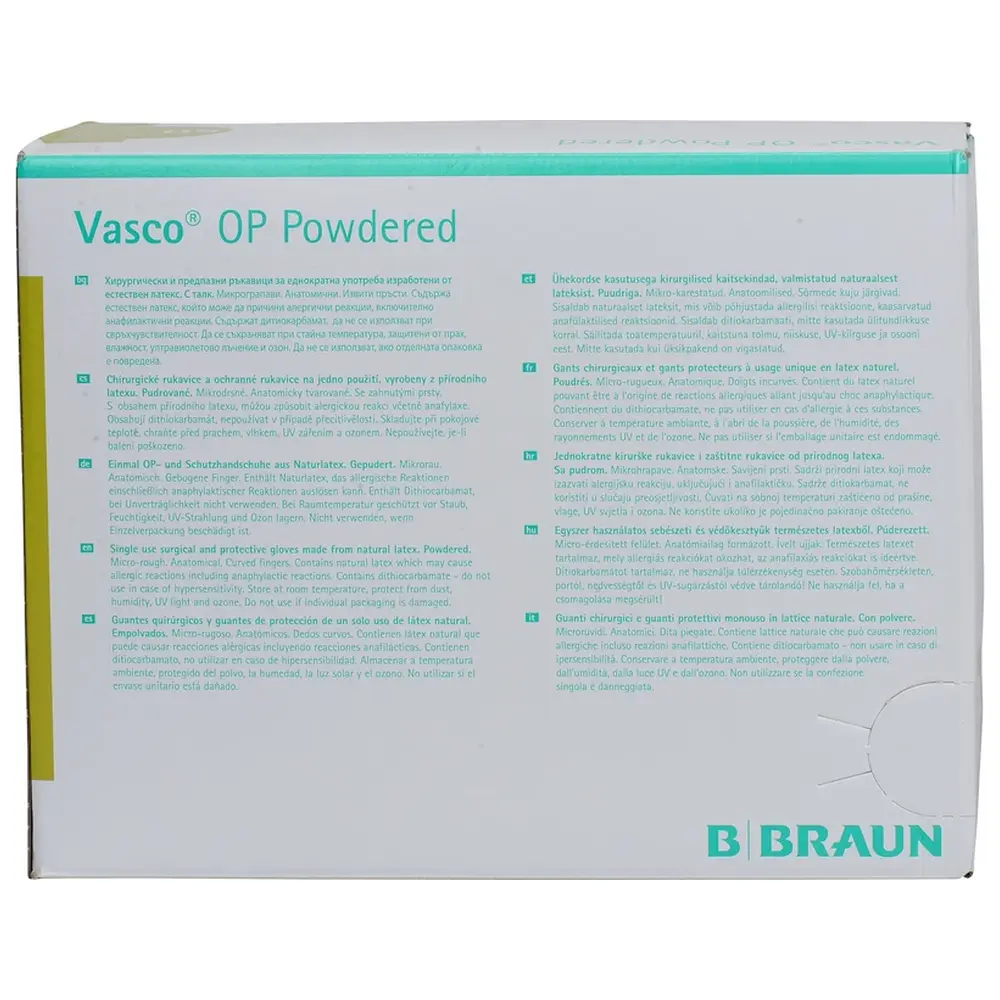 B. Braun Vasco® OP Powdered - Packung 50 Paar gepudert, naturweiß, Größe 7