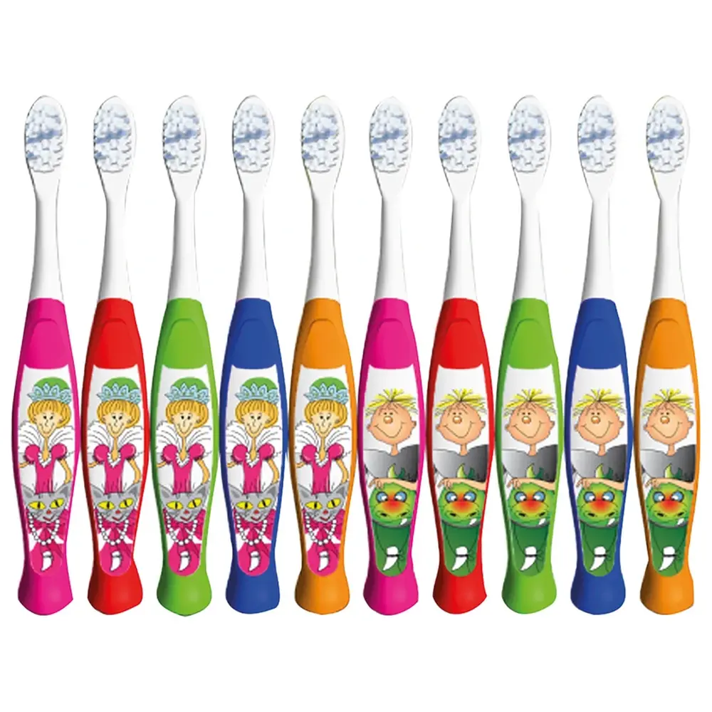 THIENEL Dental Kinderzahnbürsten mit Motiv - Packung 2 x 5 Stück (Zahnfee, Ritter)