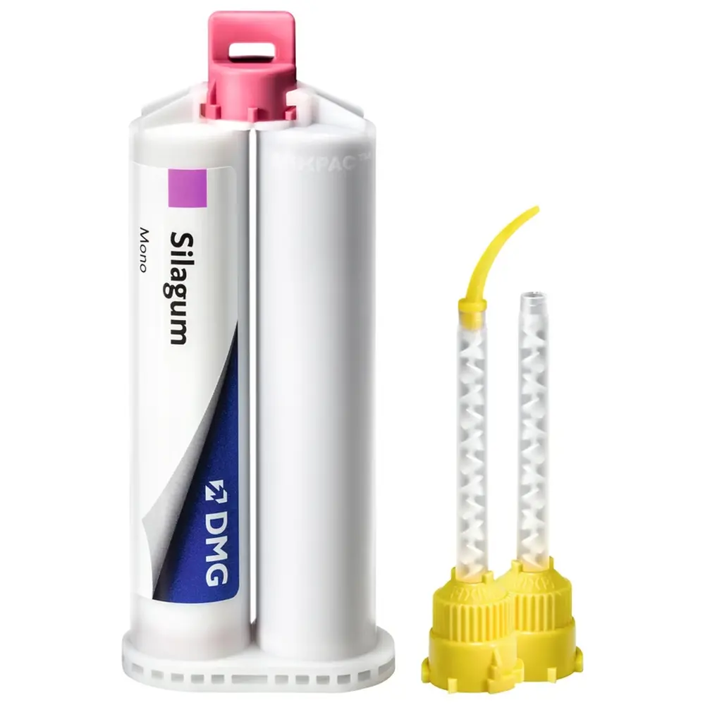 DMG Silagum Mono - Packung 2 x 50 ml Doppelkartusche, 4 Automix-Tips, 4 Intraoral-Tips