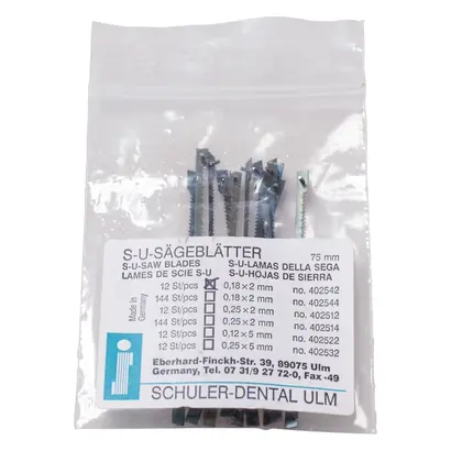 SCHULER-DENTAL Sägeblätter - Packung 12 Stück 0,18 x 2 x 75 mm