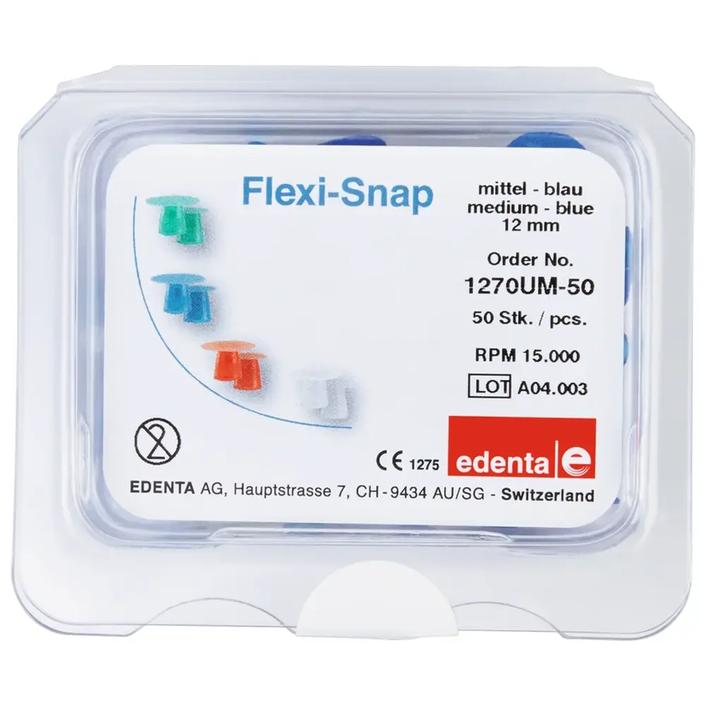 Edenta Flexi-Snap - Packung 50 Stück unmontiert, blau mittel, Figur 370, Ø 12 mm, ISO 120