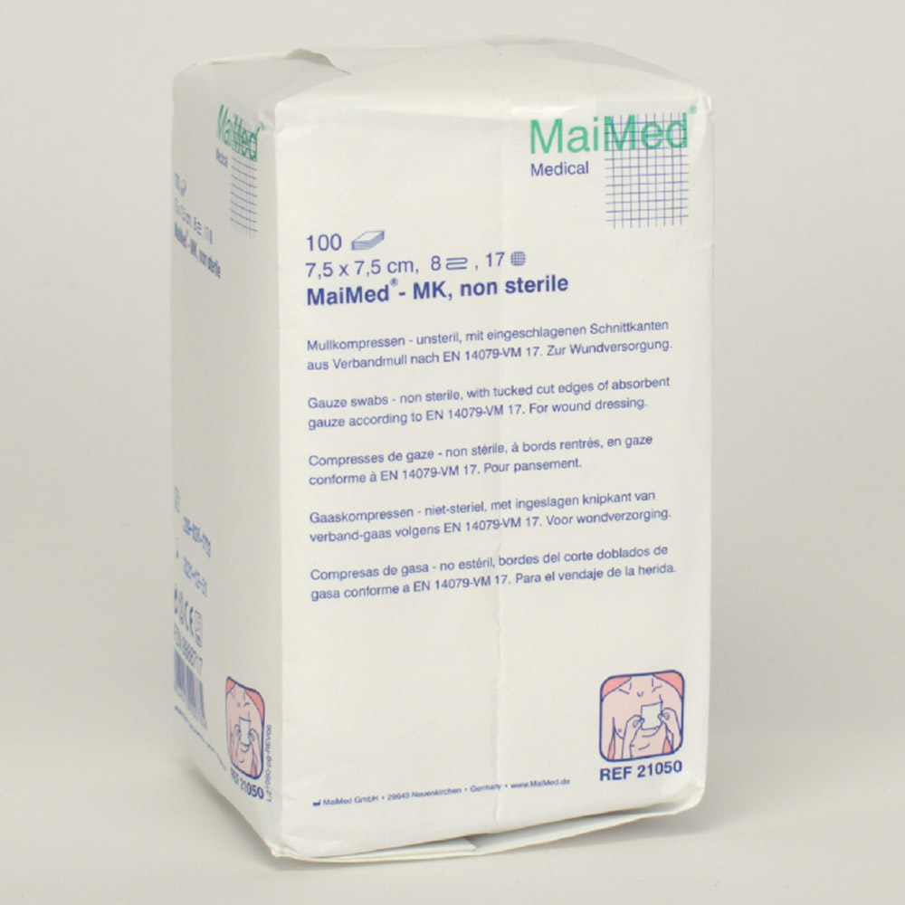 GX22150_Mullkompressen_75x75_8f_unster_100St Mullkompressen 7,5x7,5 8f. unster. 100St