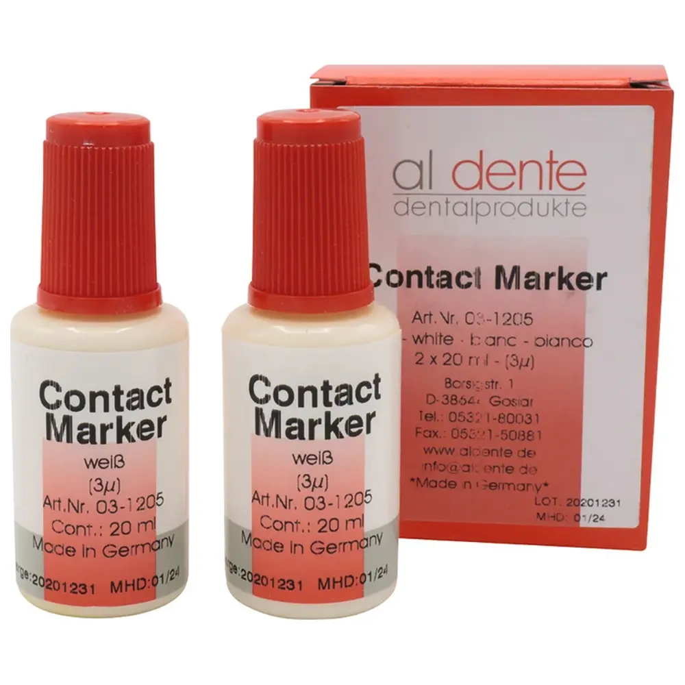 al dente Dentalprodukte Contact Marker - Packung 2 x 20 ml Flüssigkeit weiß