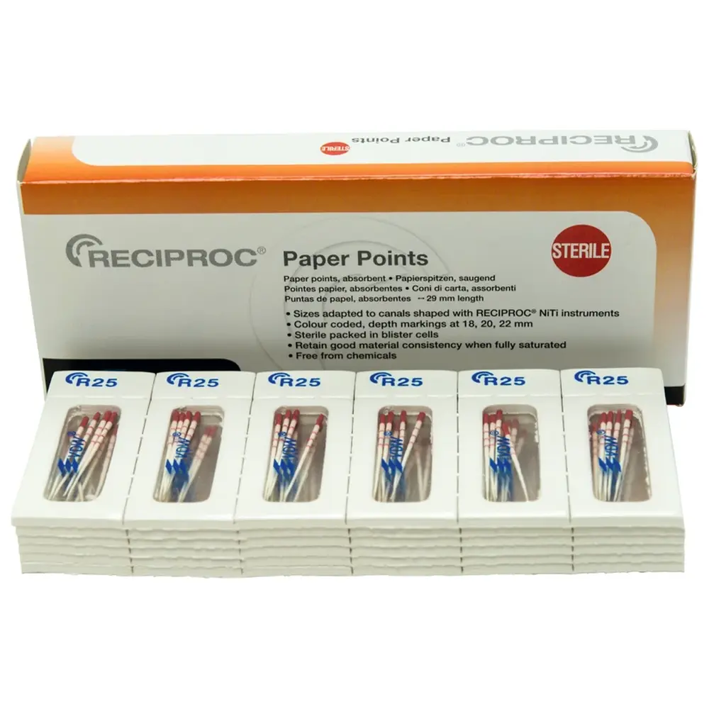 VDW RECIPROC® Papierspitzen - Packung 144 Stück ISO 025 VDW RECIPROC® Papierspitzen - Packung 144 Stück ISO 025