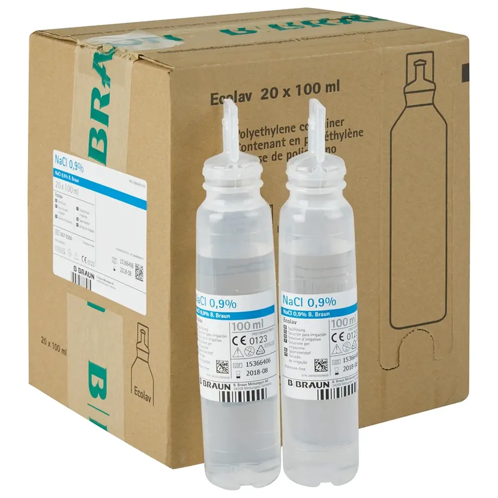 B. Braun NaCl 0,9% Spüllösung - Karton 20 x 100 ml Flaschen Ecolav