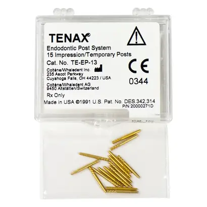 COLTENE TENAX® Abdruck-/Temporäre Stifte - Packung 15 Stück Ø 1,3 mm gelb