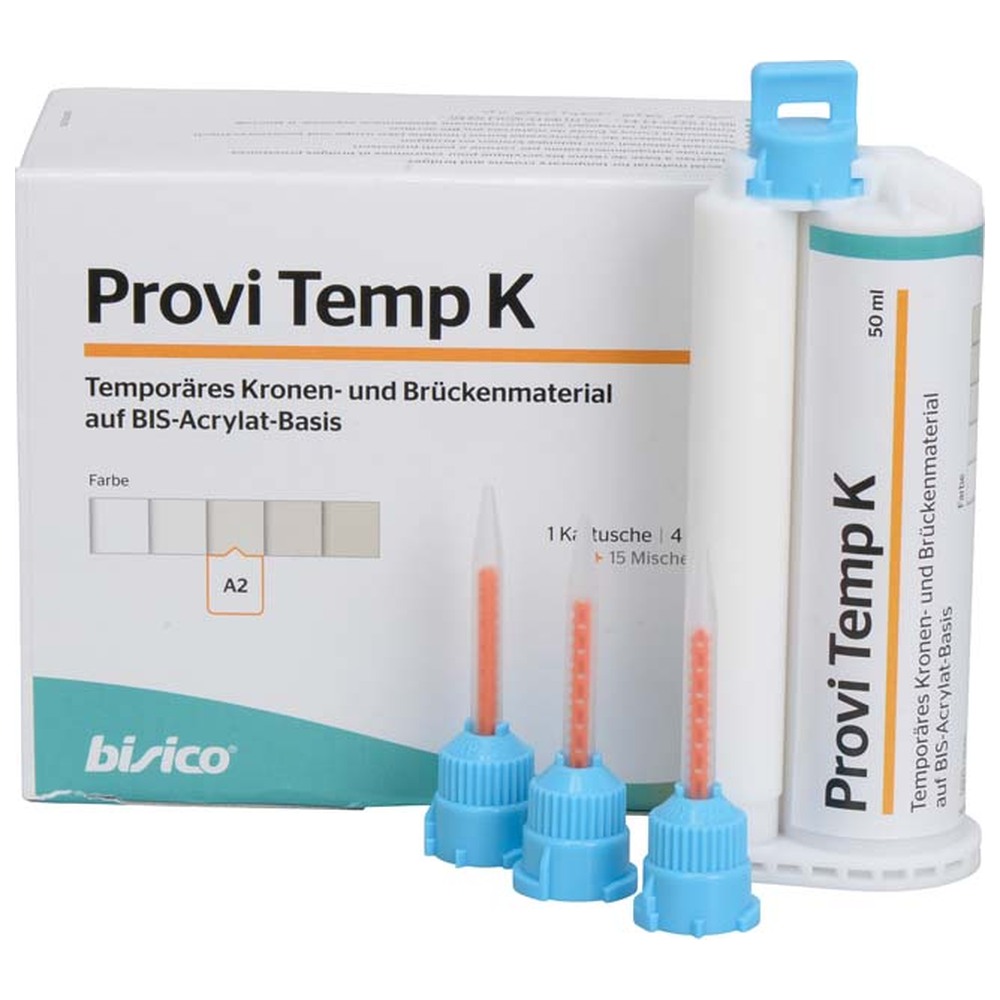 bisico Provi Temp K - Packung 50 ml Doppelkartusche A2, 15 Mischer hellblau 4:1