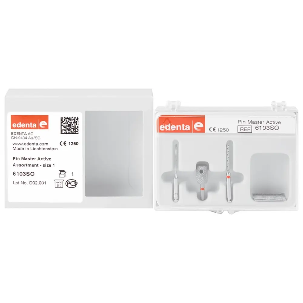 Edenta PIN Master, Aktiv - Sortiment 10 Sttifte rot Ø 1,3 mm, L16,5 mm