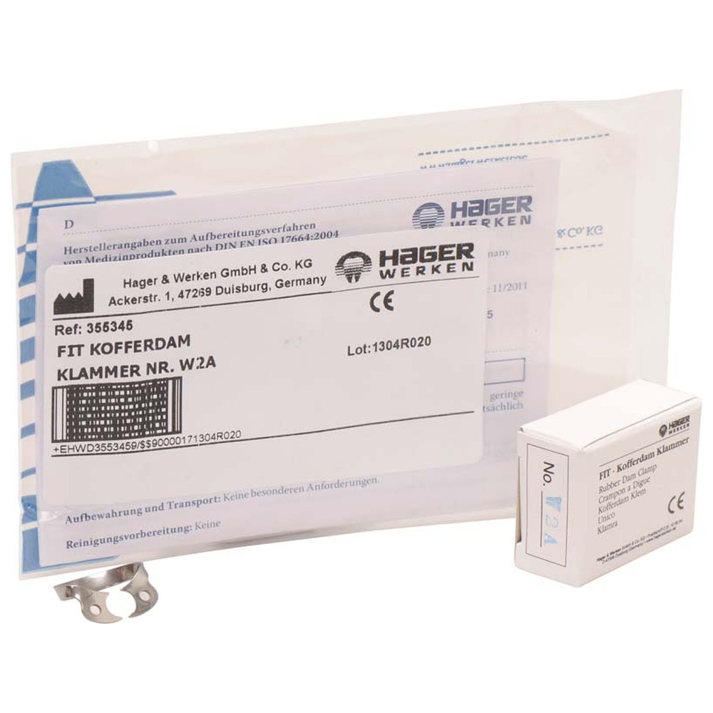Hager & Werken Fit-Kofferdam® Prämolarenklammern flügellos - Stück Nr. W2A