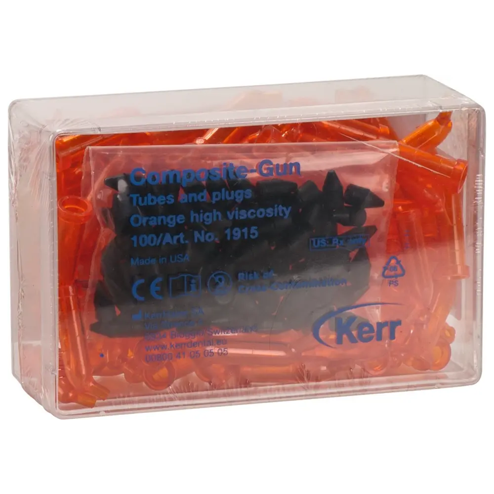 Kerr Hawe Composite-Gun Kapseln - Packung 100 Stück und Kolben orange high viscosity
