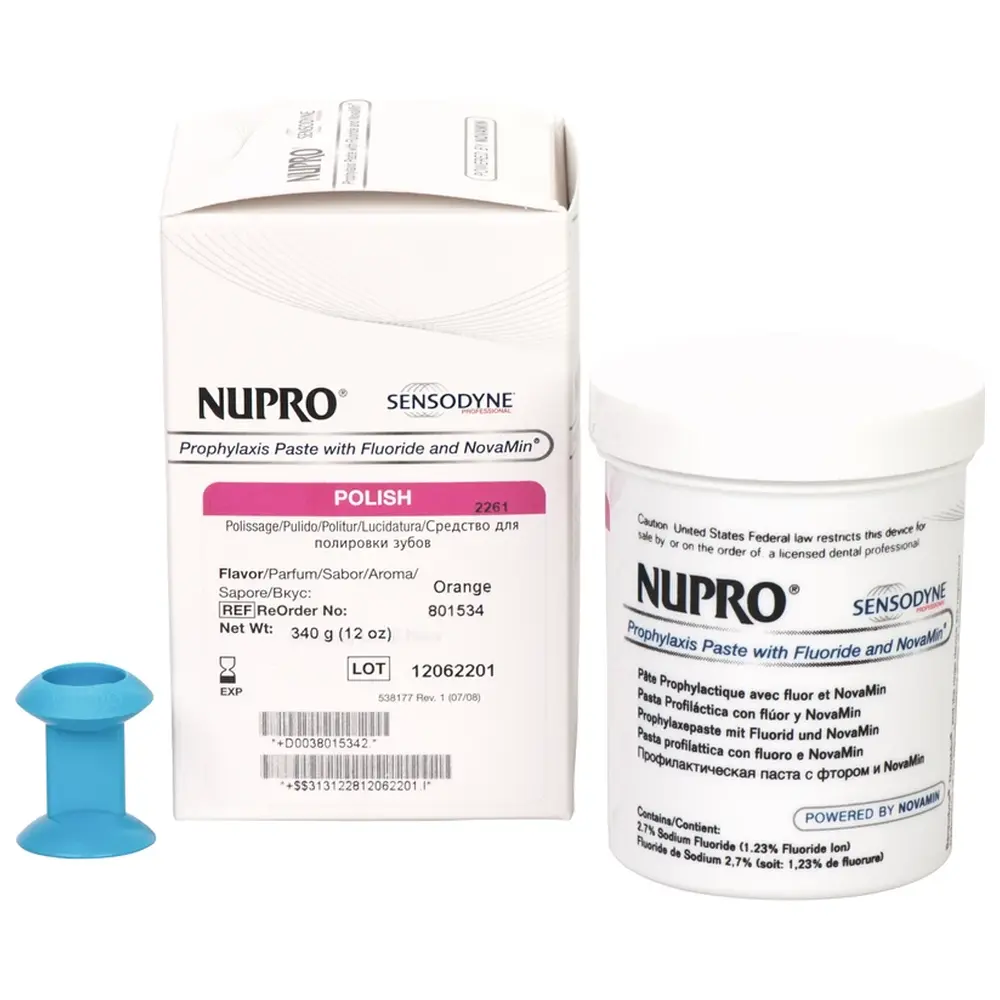 Dentsply Sirona NUPRO® mit NovaMin® - Packung 340 g Polierpaste mit Fluorid, Prophy Grip, Orange