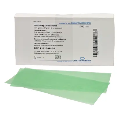 Dentaurum GmbH & Co. KG Plattenwachs Standard grün fein geadert 0,4mm Pa 15