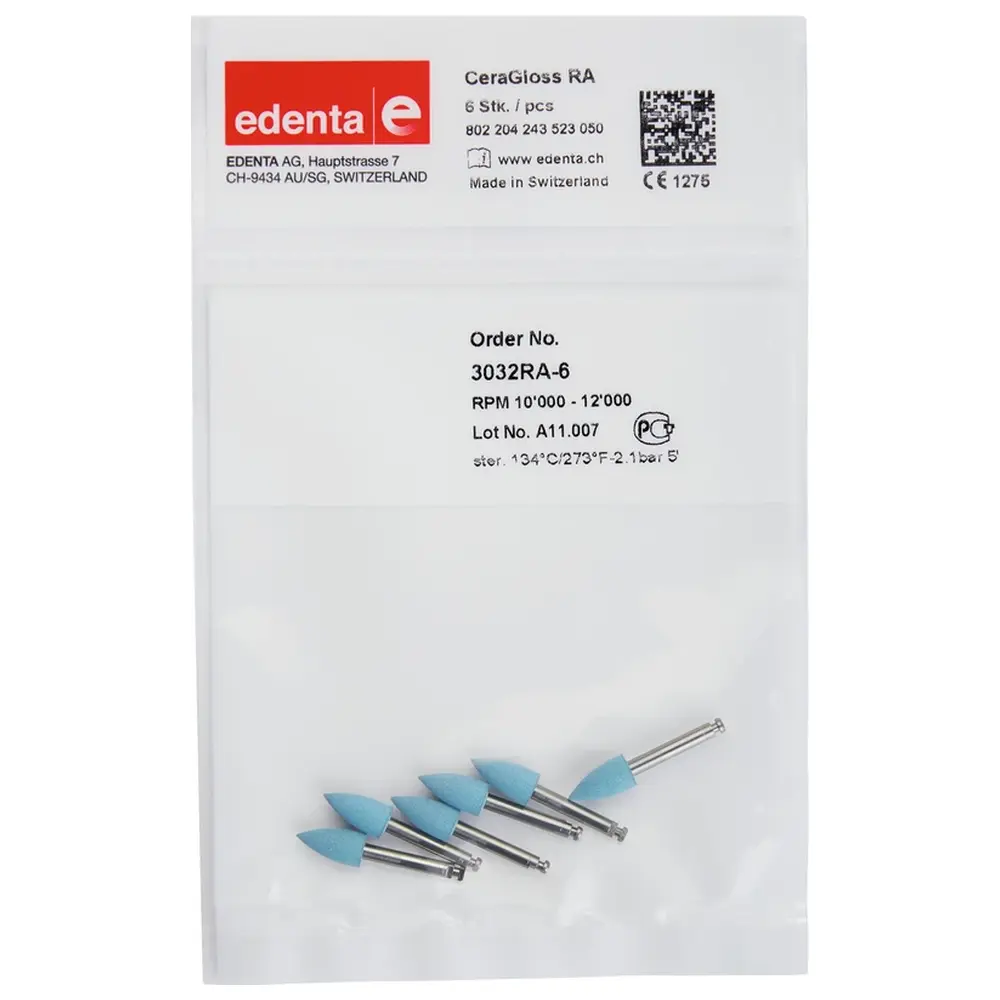 Edenta CeraGloss - Packung 6 Stück blau, RA, Figur 243, 10 mm, ISO 050