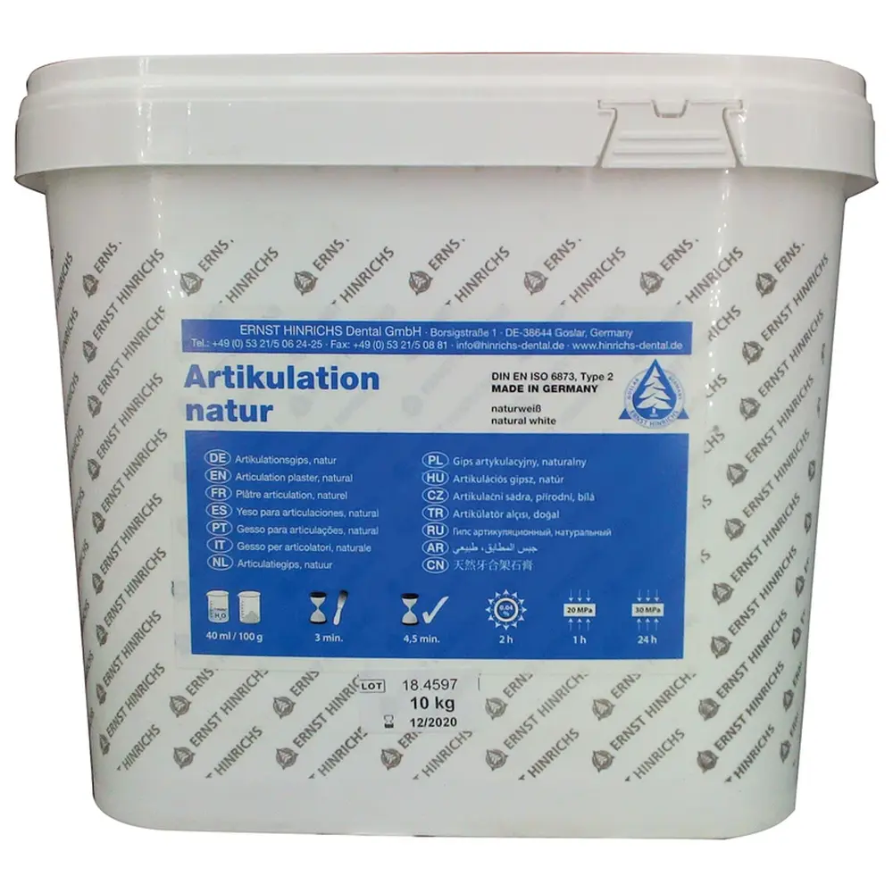 ERNST HINRICHS Artikulationsgips - natur - Eimer 10 kg Artikulationsgips