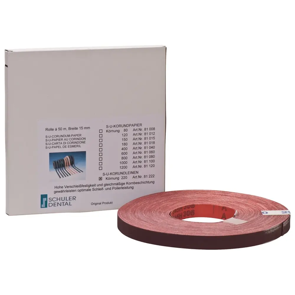 SCHULER-DENTAL S-U-KORUNDPAPIER - Rolle 50 m Leinen Körnung 220